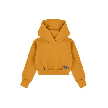IOIO, Dětská cropp mikina přes hlavu Kari žlutá